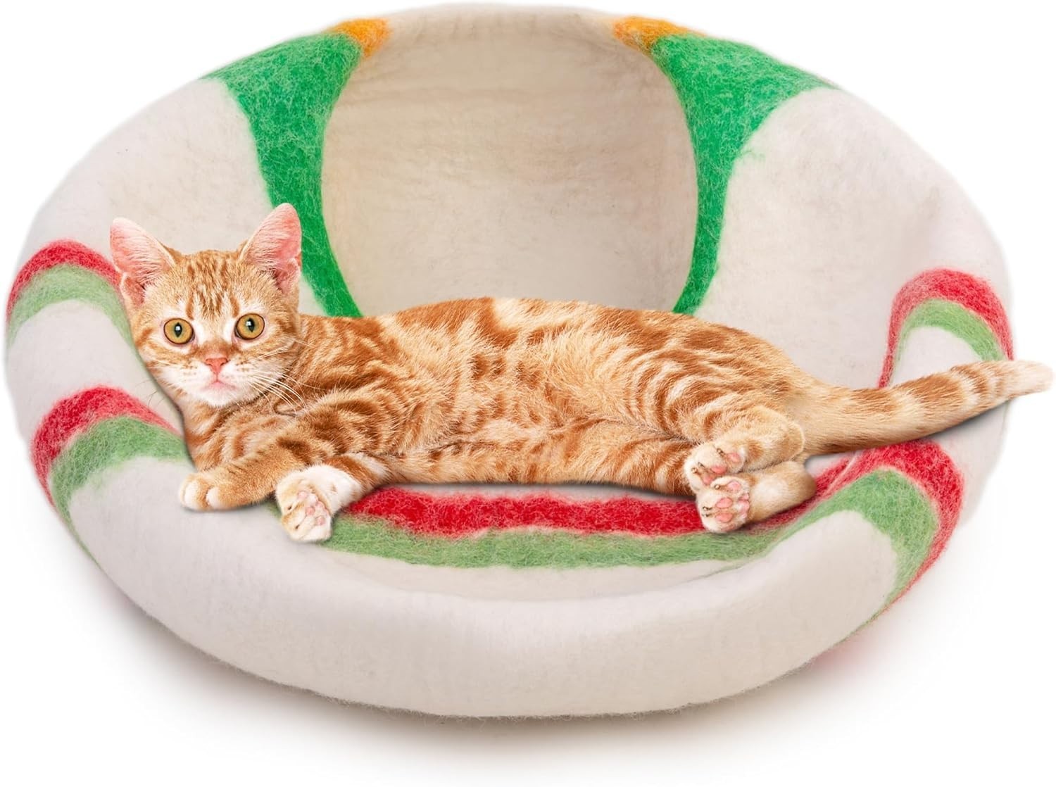 Handmade Wool Cat Cave Bed Merino Felt Indoor Cat House Kitten Hideaway