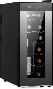 12 Bottle Wine Cooler Fridge Slim Digital Glass Door LED Table Top