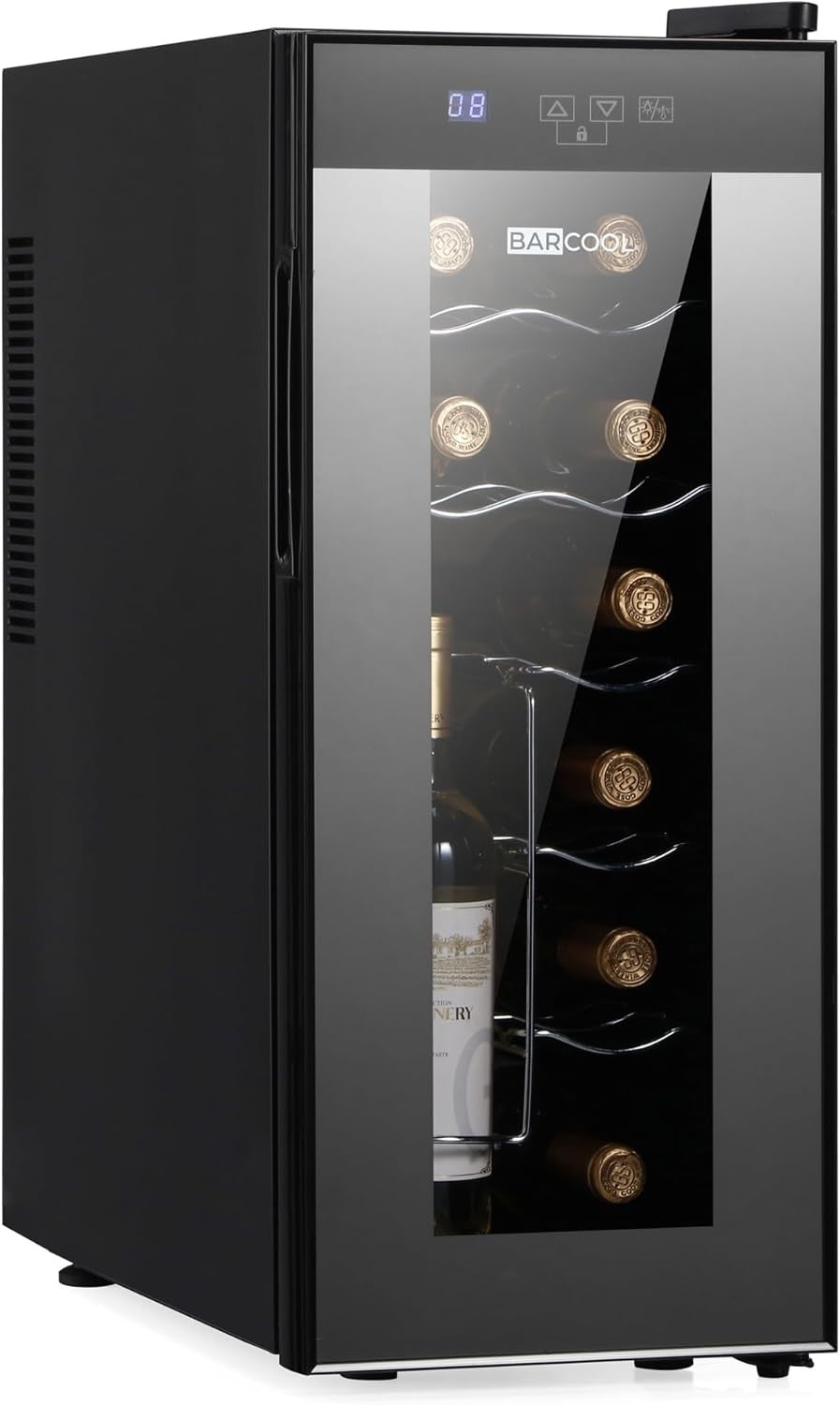 12 Bottle Wine Cooler Fridge Slim Digital Glass Door LED Table Top
