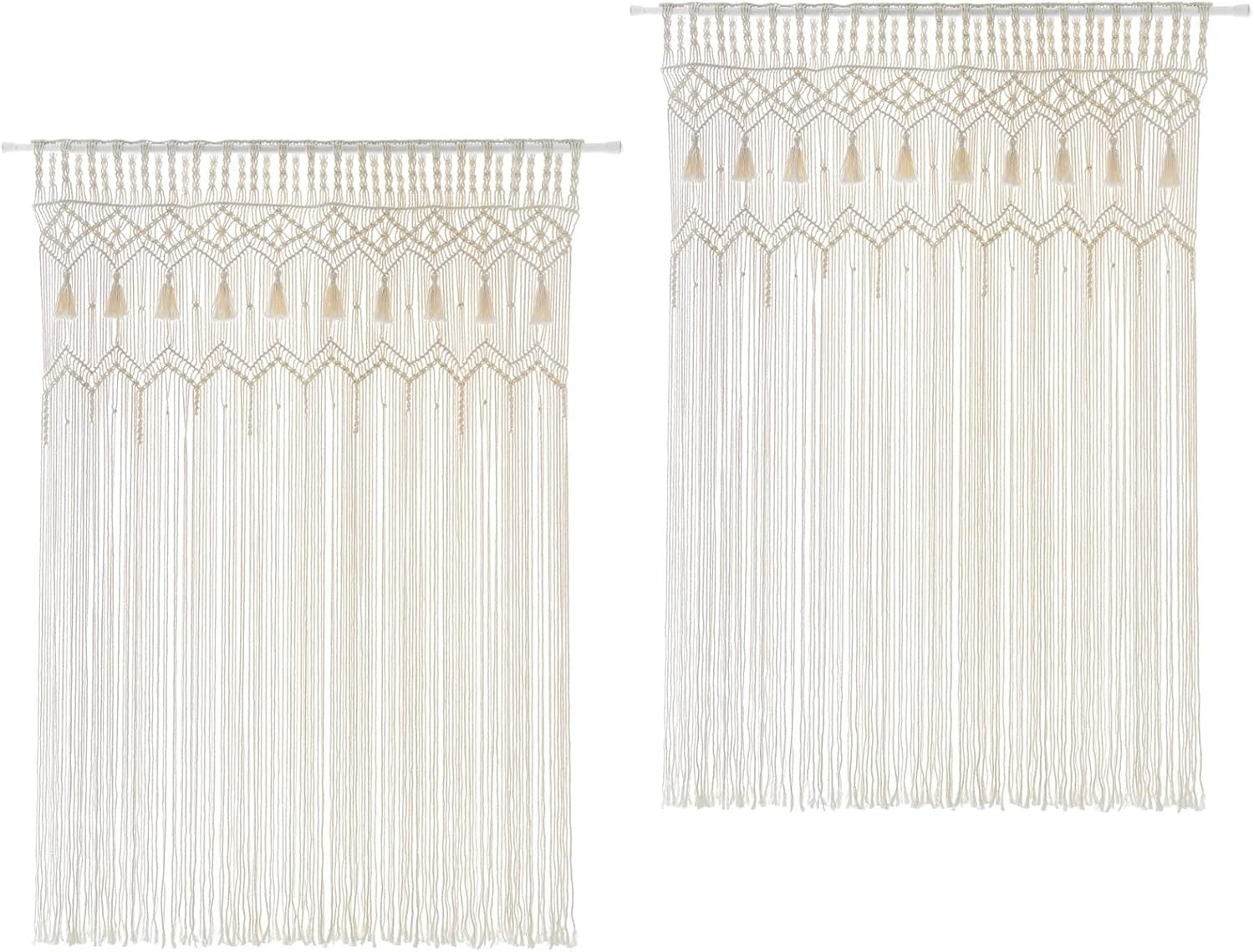 Macrame Curtain Set of 2 51x70" Boho Window Wall Decor