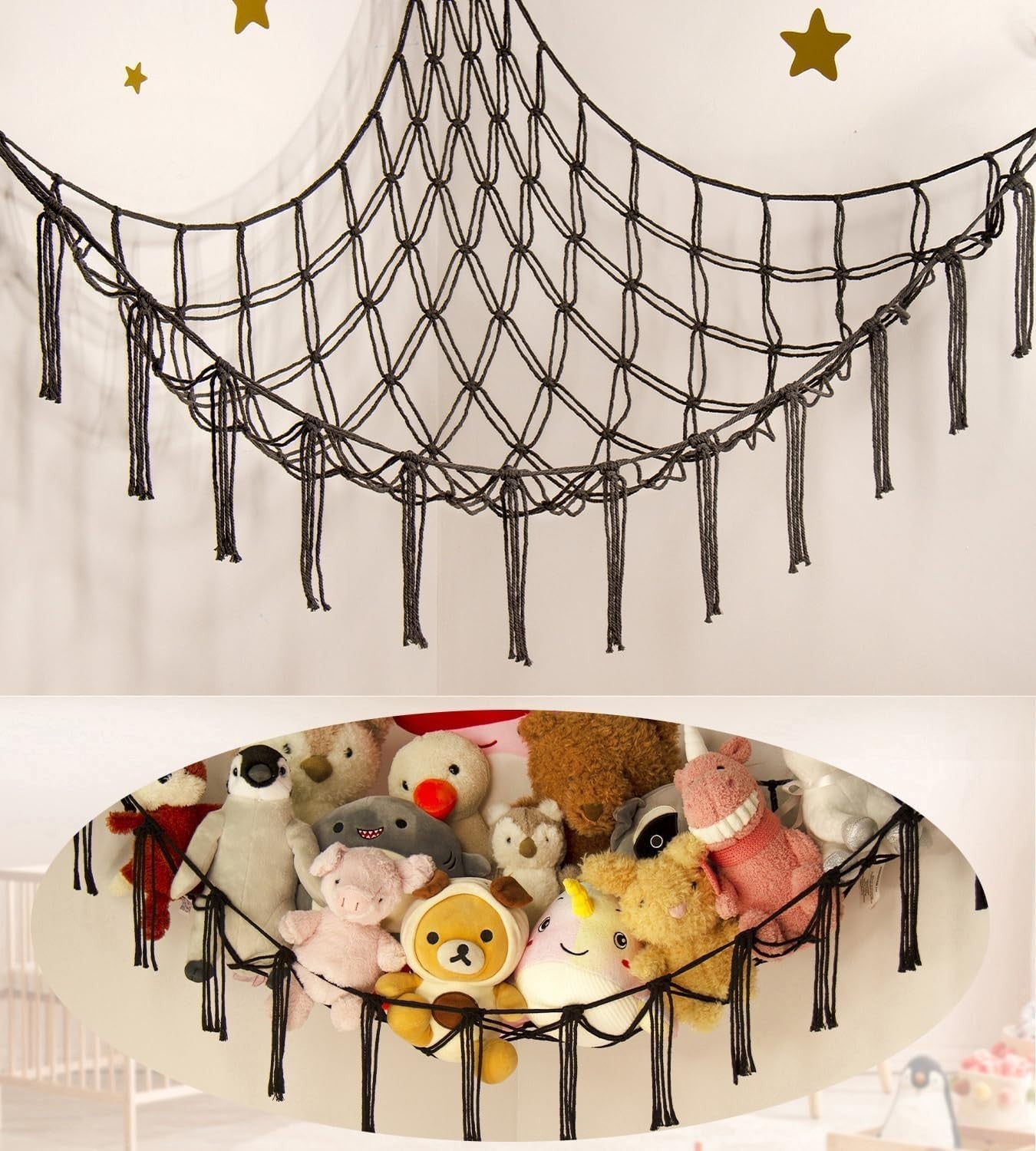 Toy Storage Hammock Net for Stuffed Animals - Wall Corner Mesh Organizer