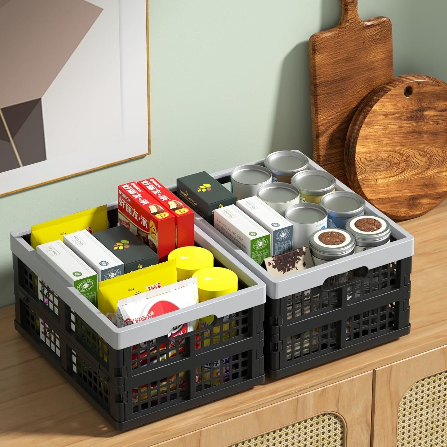 Foldable Plastic Storage Crates 35L – Collapsible Stackable Bins for Home