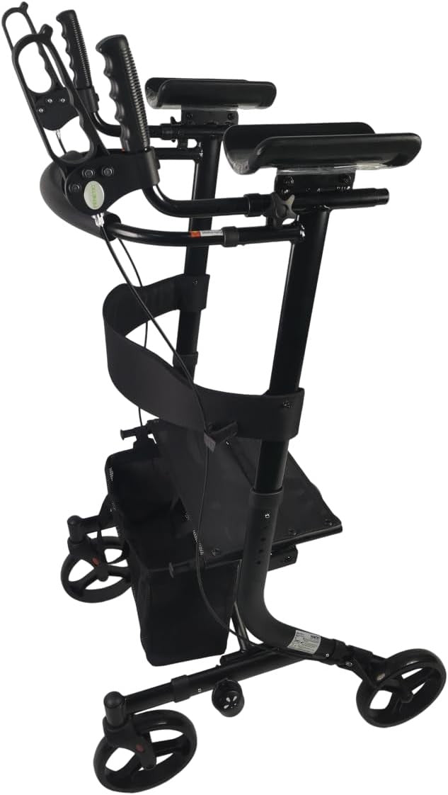 Upright Forearm Rollator Walker with Seat Folding Wheeled Frame Brakes