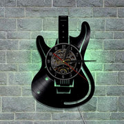 Guitar Vinyl Wall Clock with LED Light – 12" Music Note Decor for Bedroom & Stud