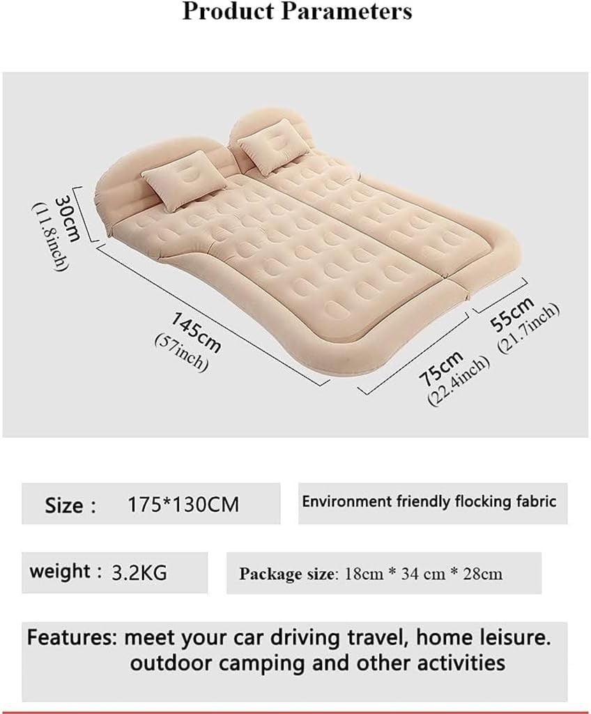 Inflatable Car Air Mattress SUV Back Seat Travel Bed Camping Blue