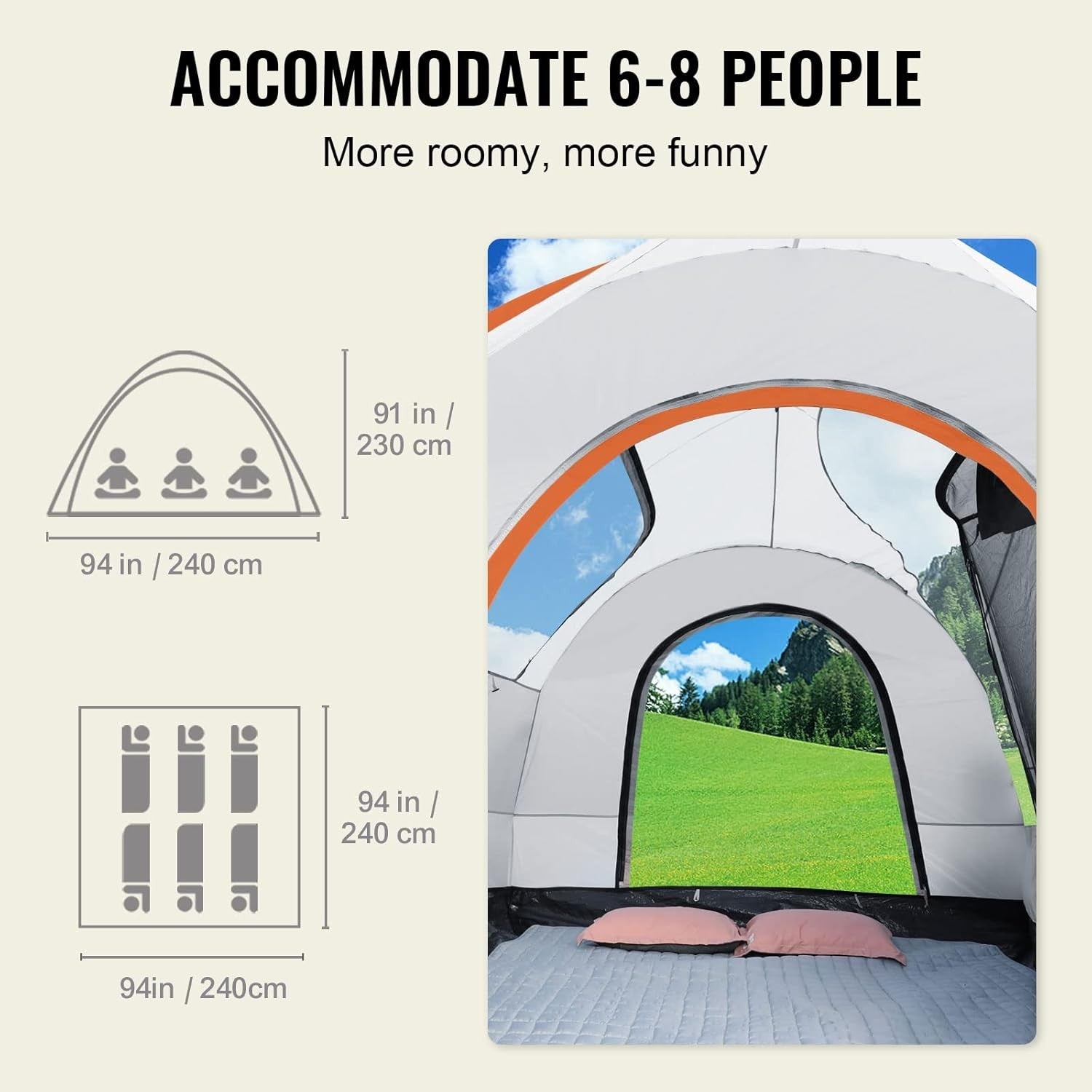 SUV Camping Tent Waterproof PU2000mm 240x240cm Awning Shelter