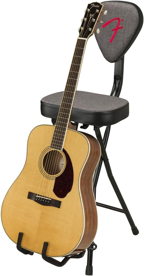 Guitar Seat Stool with Built-In Stand Foldable Non-Slip Grey