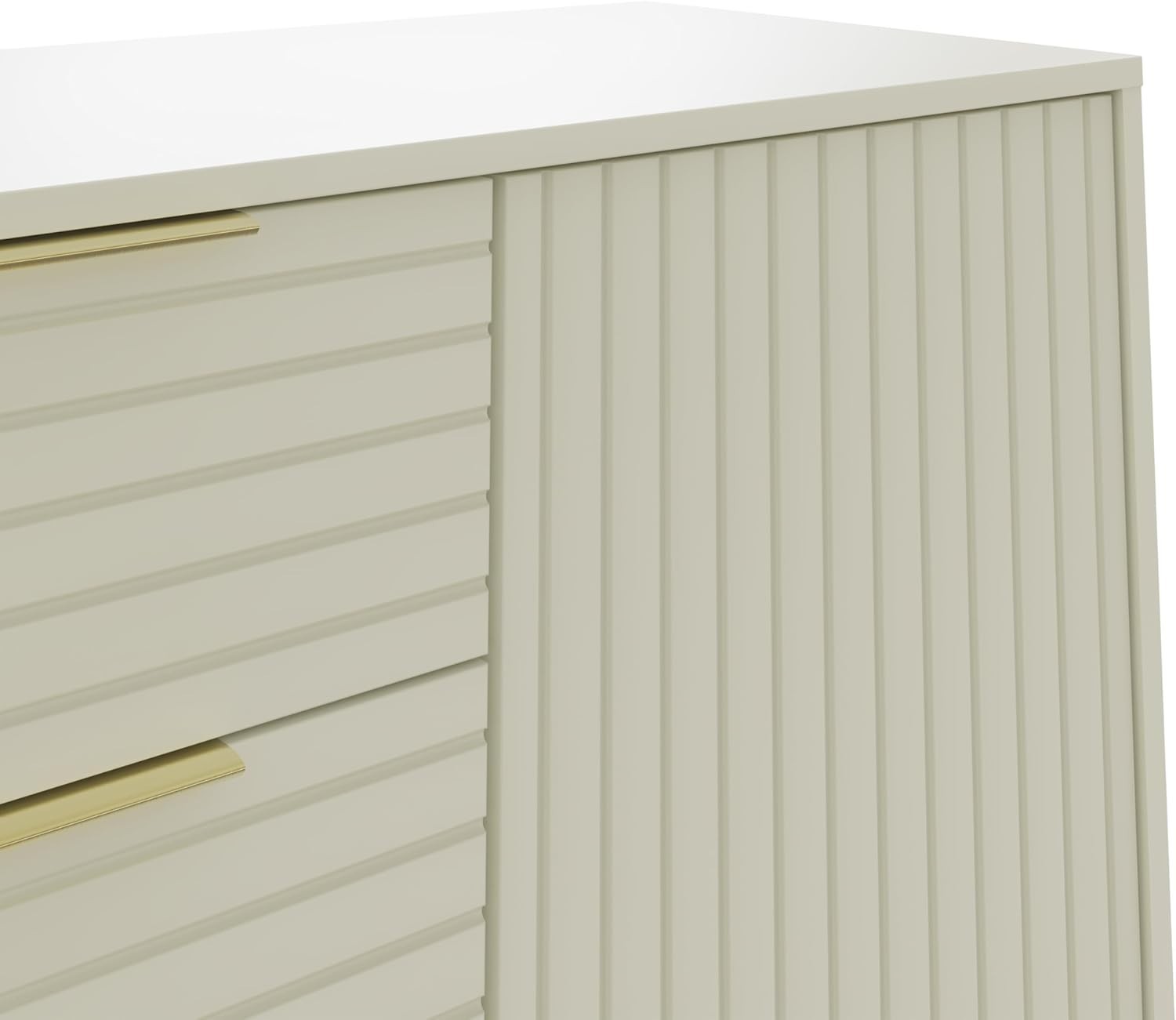 Ivory Sideboard Cabinet with Shutter Doors 3 Drawers Modern Storage Unit