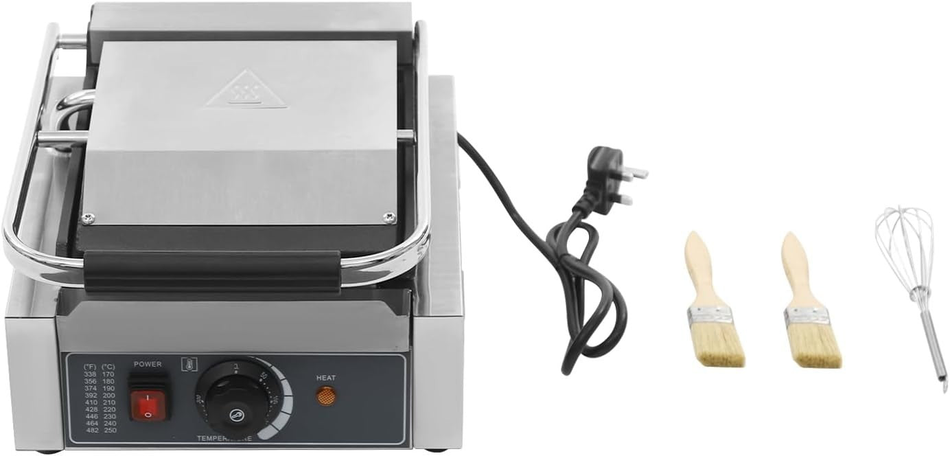 Commercial Panini Press Grill 1800W Adjustable Temp Non-Stick Sandwich