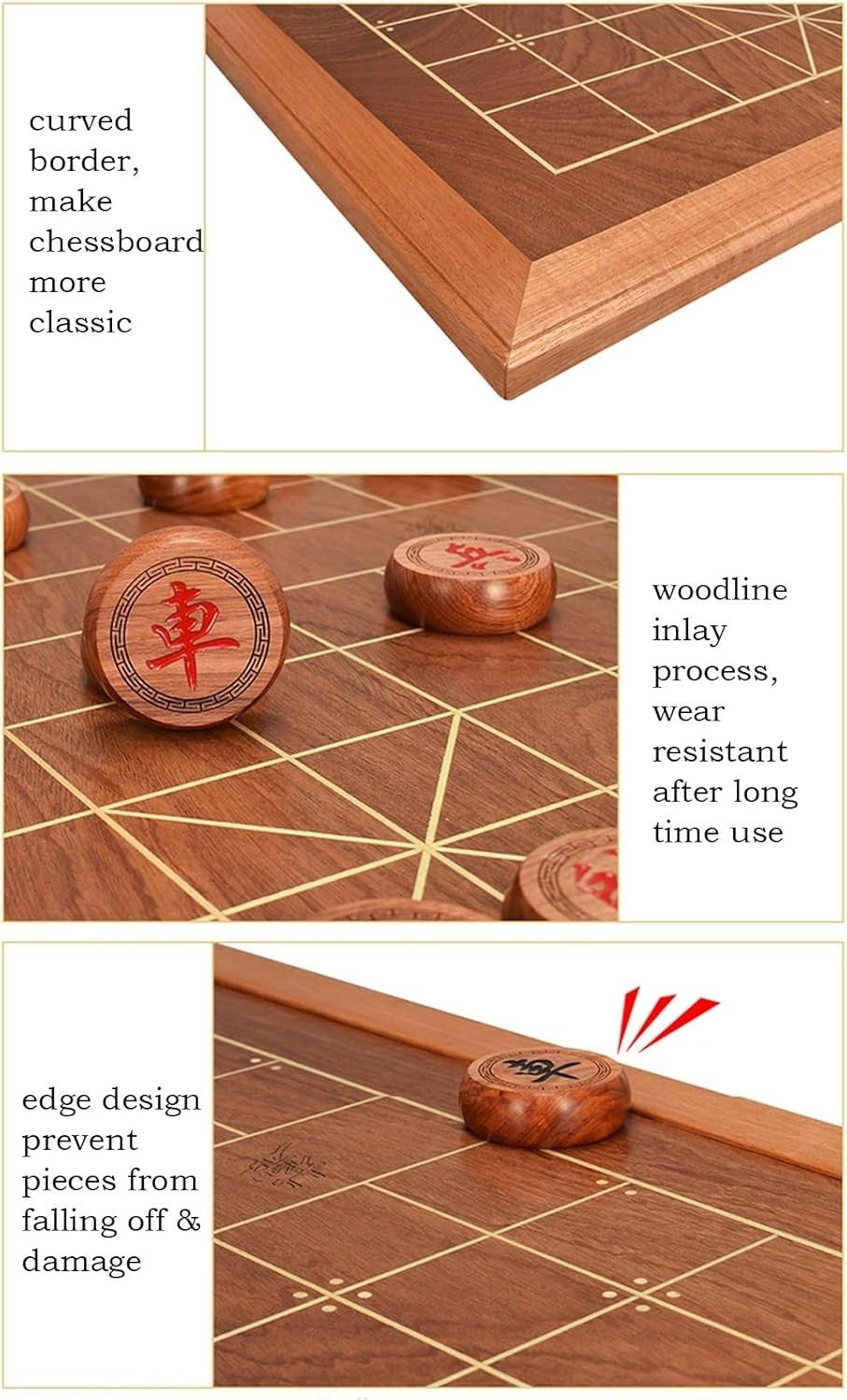 Rosewood Xiangqi Chinese Chess Set Large Wooden Board Strategy Game