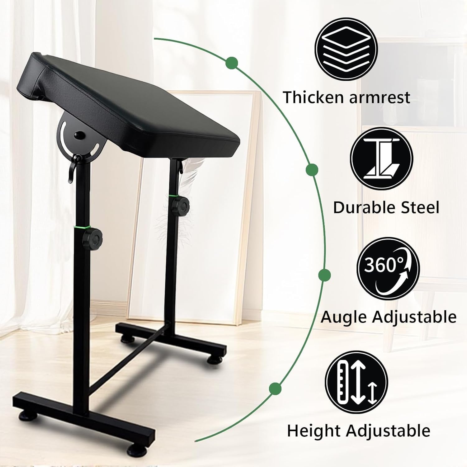 Tattoo Arm Rest Stand Adjustable Height Padded Support with Wide Stable Base