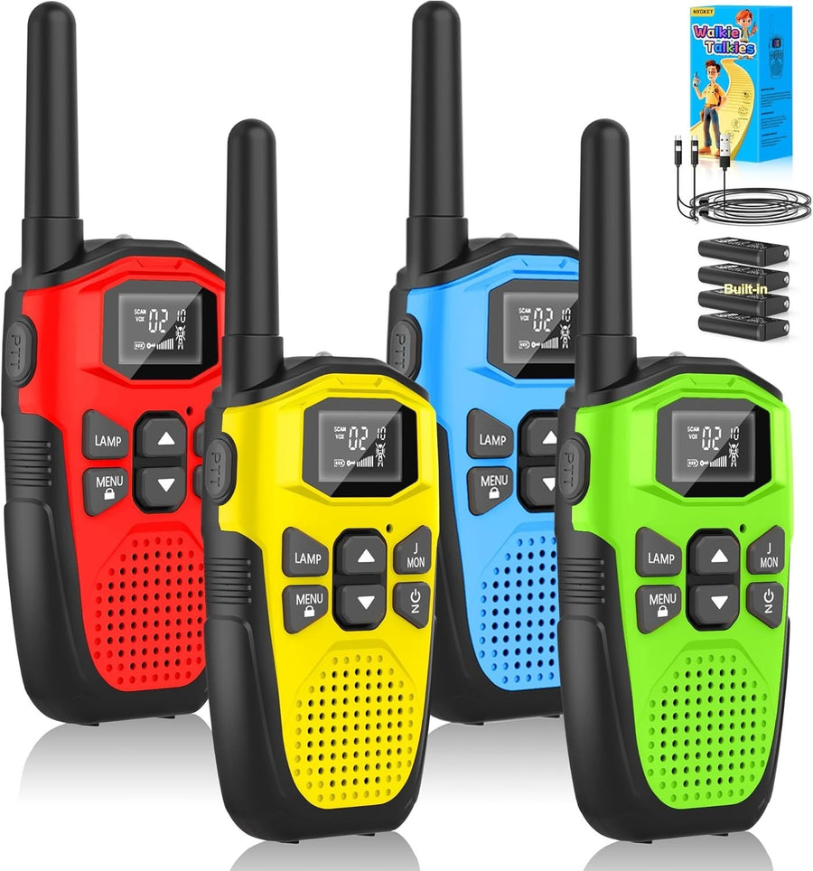 4 Pack Rechargeable Walkie Talkies Long Range 16CH VOX Type-C Flashlight