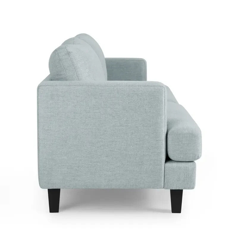 Pale Blue 3 Seater Linen Sofa Modern Fabric Couch with Cushions & Arms