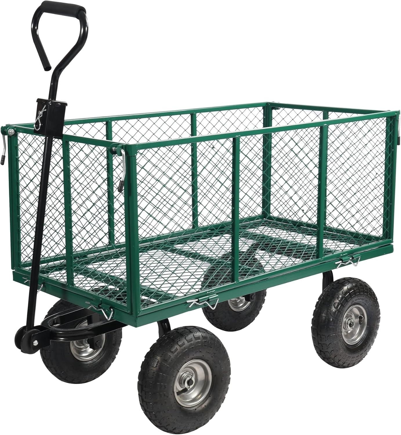 Oversized Heavy Duty Garden Cart 650lb Capacity Flatbed Wagon w/ Removable Sides