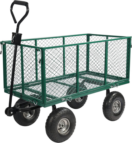 Oversized Heavy Duty Garden Cart 650lb Capacity Flatbed Wagon w/ Removable Sides