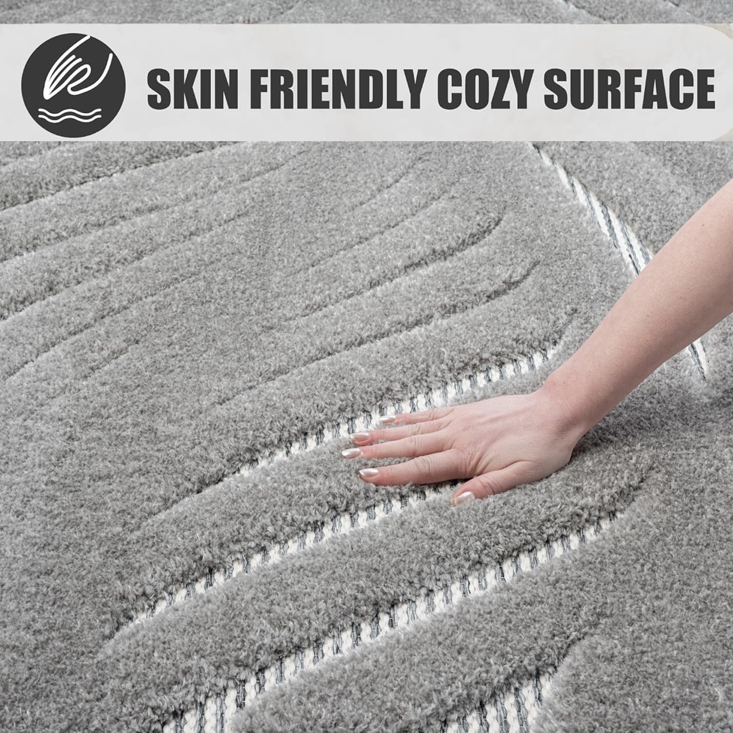 Grey Hallway Rug 120x170cm Soft Modern Area Mat for Living Room Bedroom