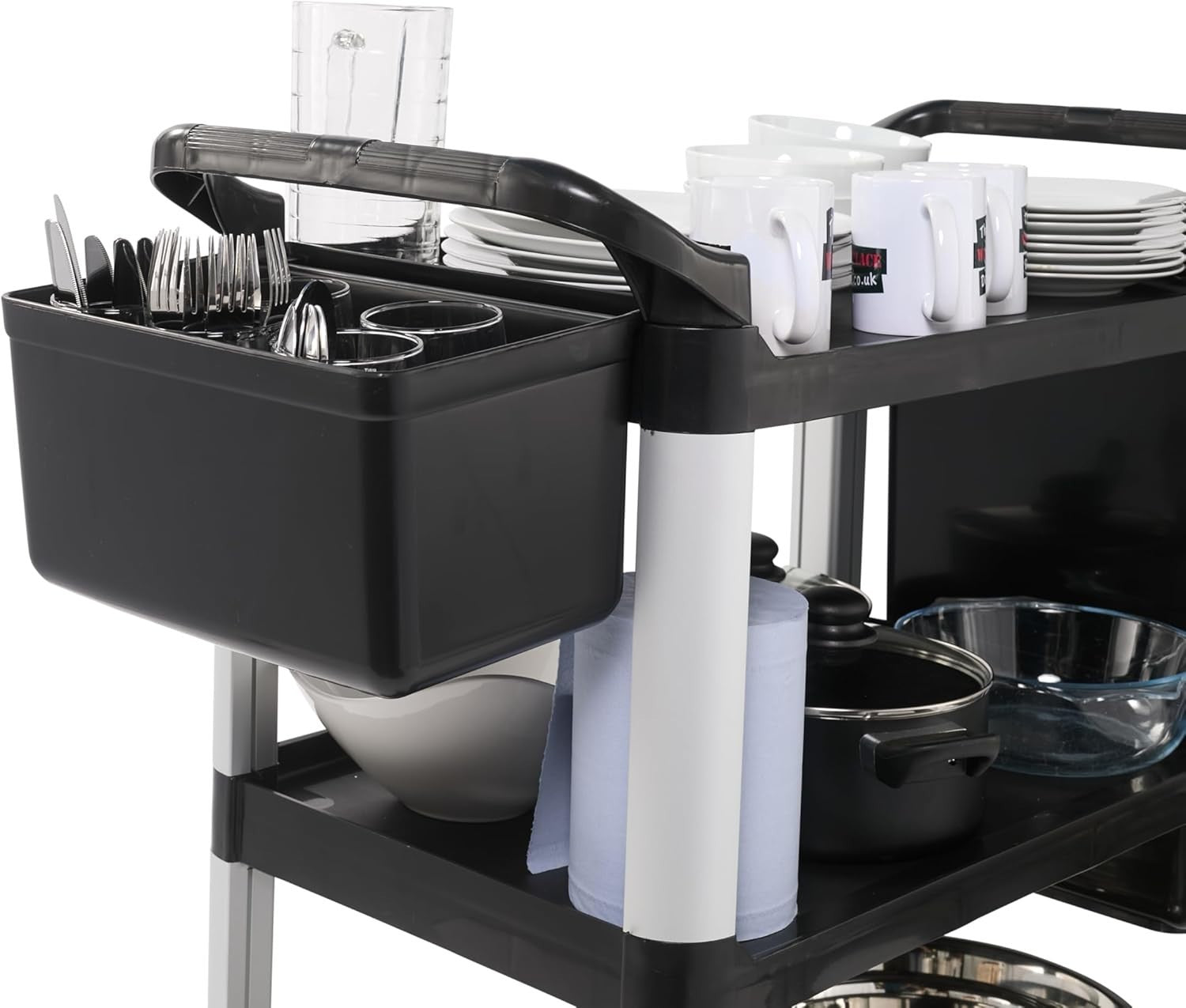 3 Tier Catering Trolley w/ Removable Bins Utility Cart