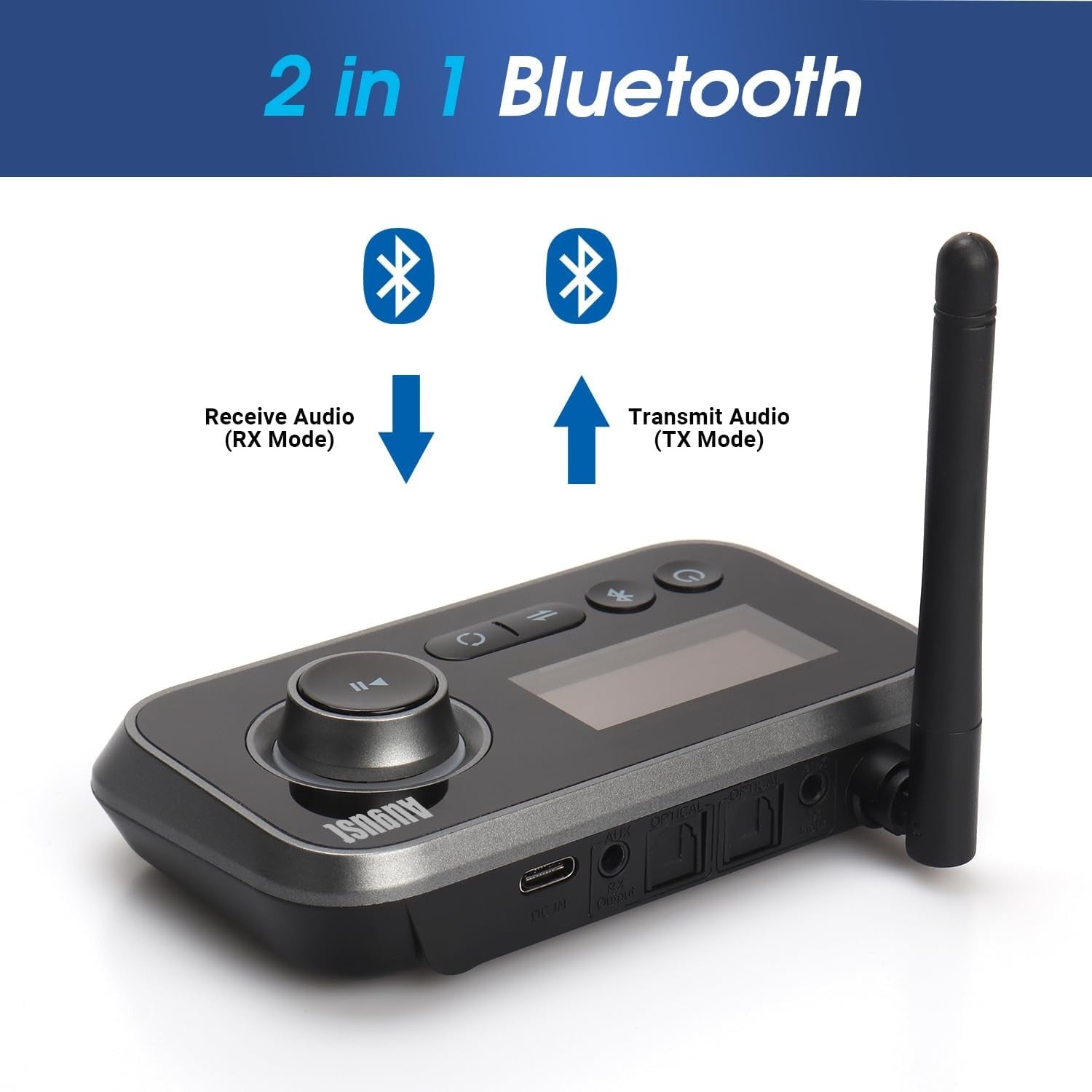 Bluetooth 5.0 Transmitter Receiver Low Latency RCA AUX Optical