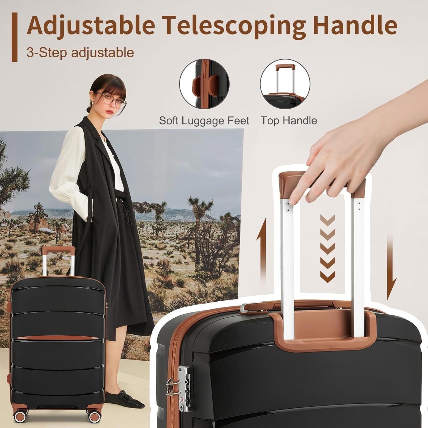 28” Extra Large Suitcase Lightweight PP Hard Shell Spinner Wheels TSA Lock
