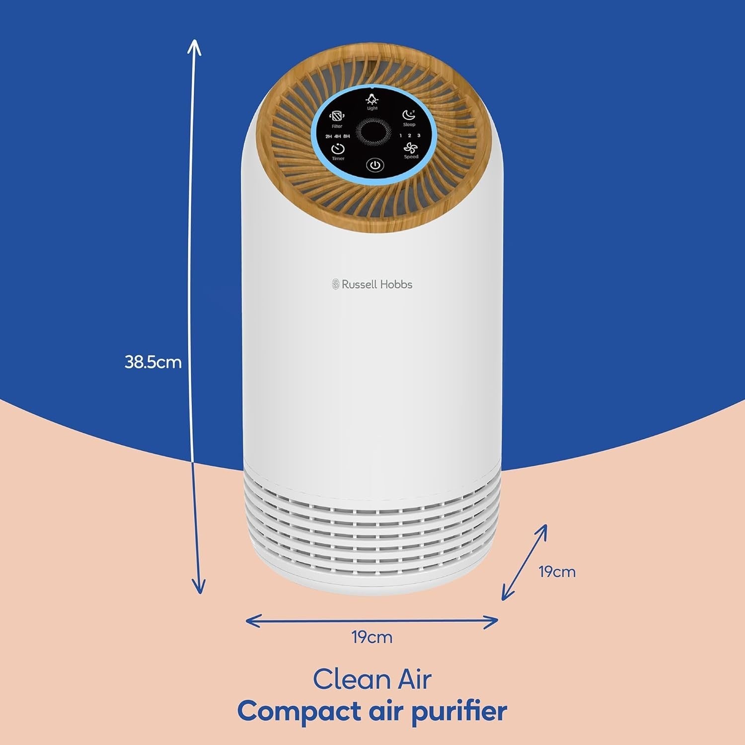 Compact HEPA Air Purifier 90m³/h Bedroom Allergy Odor Sleep Mode