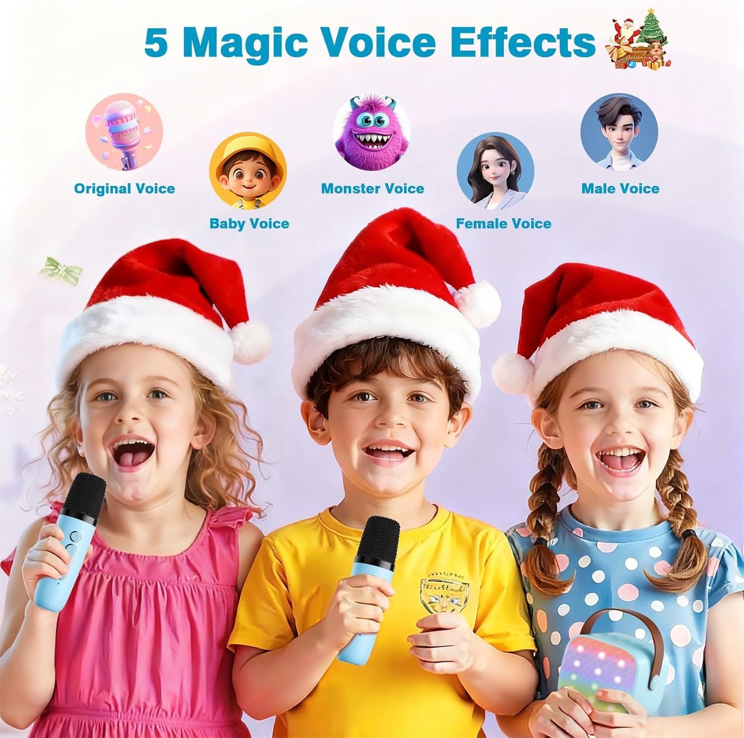 Mini Karaoke Machine with 2 Wireless Kids Bluetooth