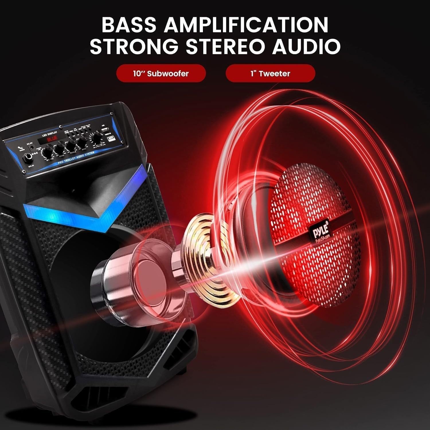 Portable PA Speaker 600W Bluetooth DJ System w/ Mic USB SD Lights