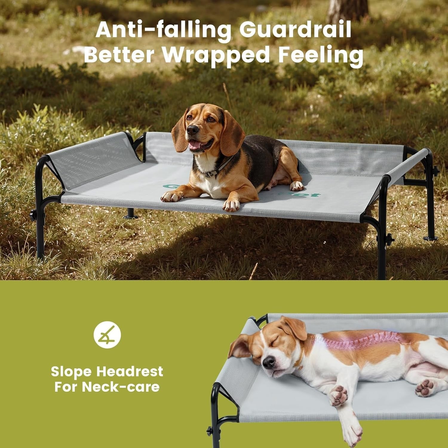 Elevated Dog Bed Large 124x77x31cm Outdoor Cooling Cot Black