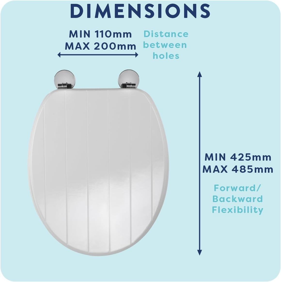 Hayward White Wooden Toilet Seat Oval Flexi-Fix Adjustable Hinges Antibacterial