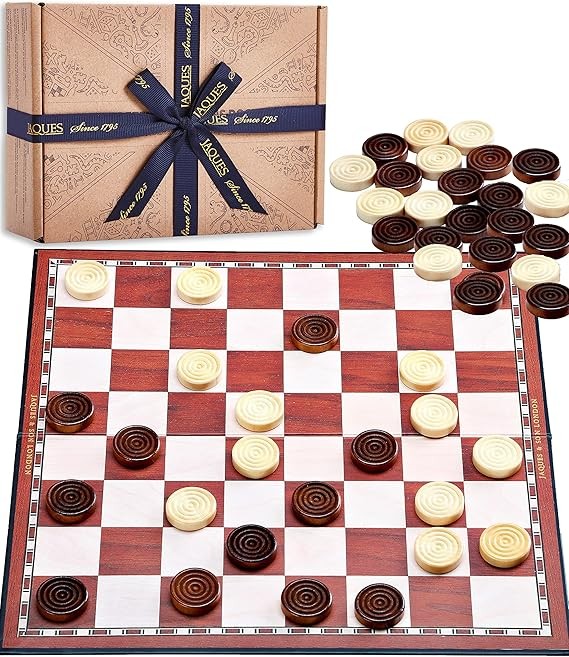 12" Foldable Draughts & Checkers Board | Wooden & Paper Game Set | Classic