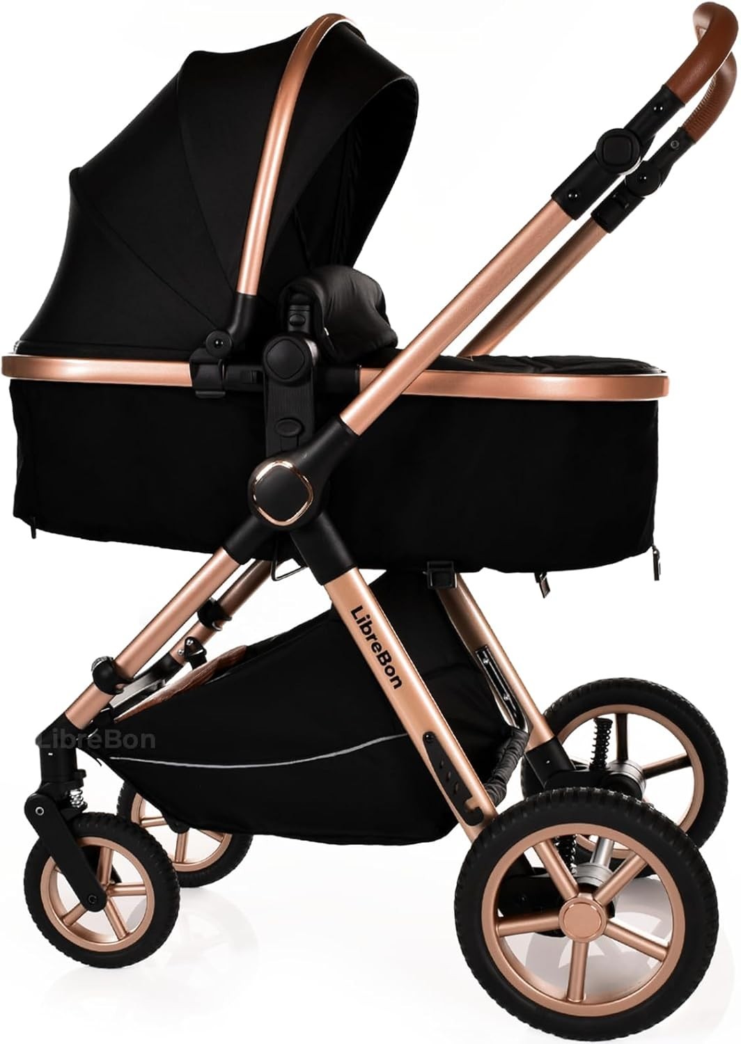 3 in 1 Baby Travel System Pram Pushchair Foldable Lightweight Stroller Black