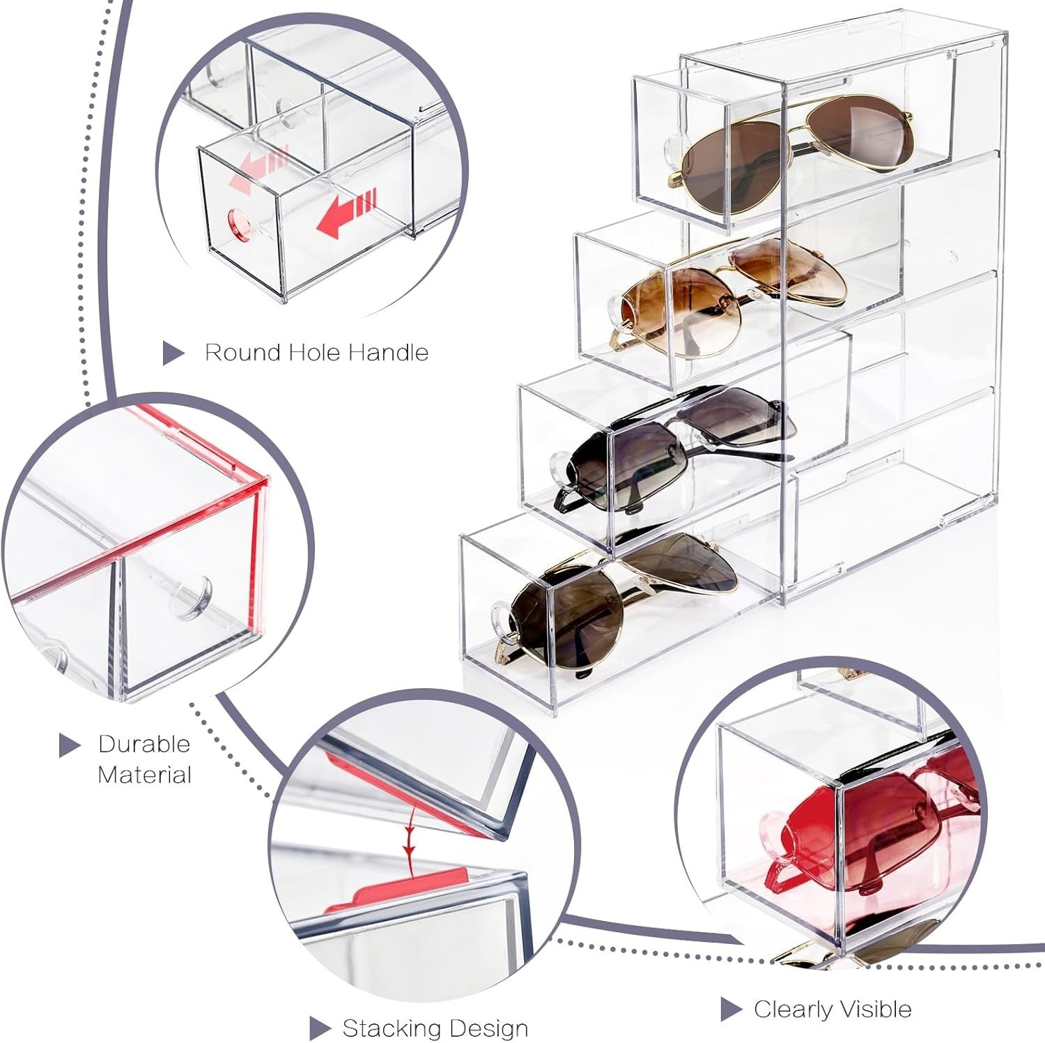Clear Acrylic Desk Organizer 12 Drawers Stackable Storage Box Office