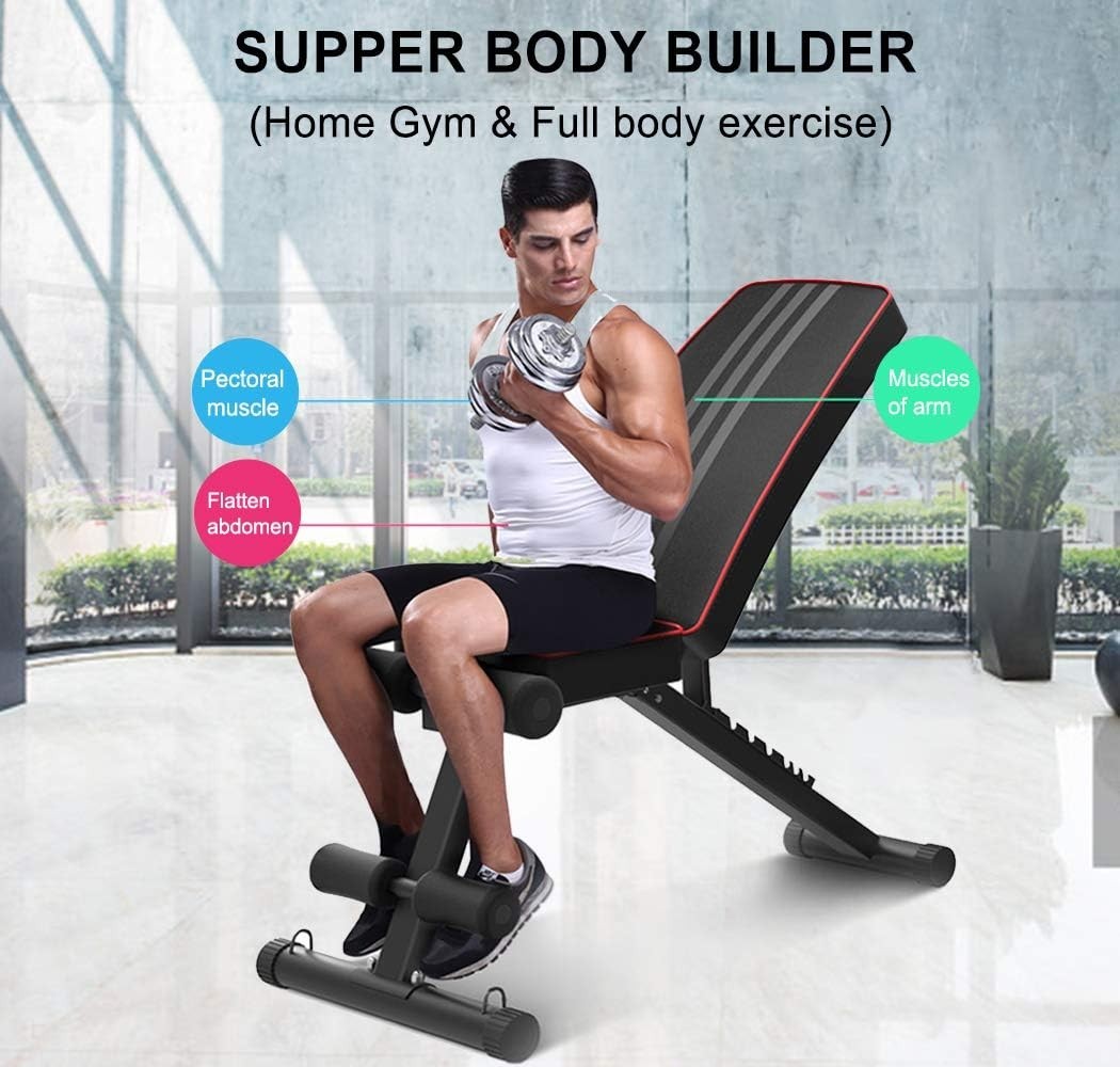 Adjustable Flat Weight Bench Multi-Function Home Gym Full Body Workout