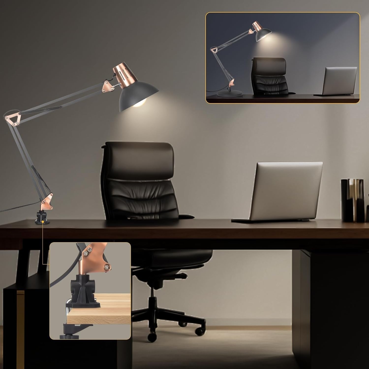 Vintage Adjustable Desk Lamp Clamp Retro Metal Swing Arm Reading Light