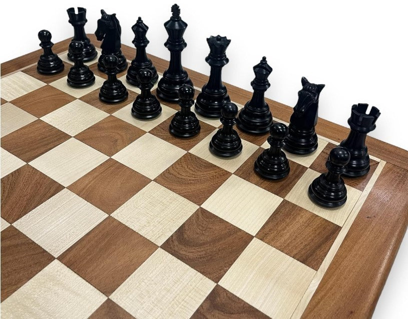 Luxury Ebony Chess Set 4.5" King with Velvet-Lined Storage Box Gift Set