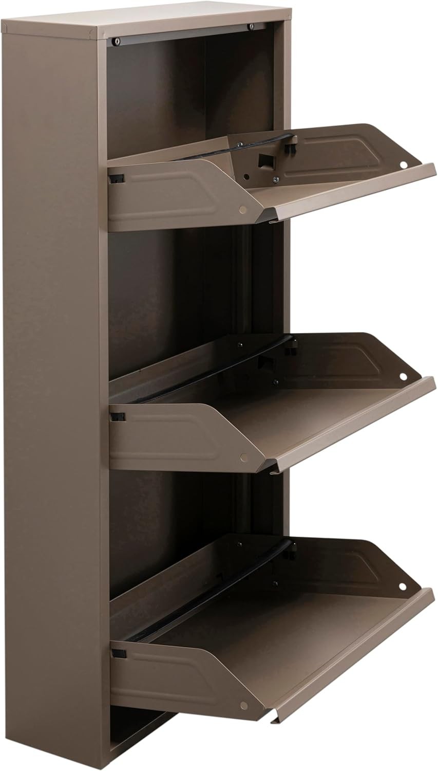 Slim Space-Saving 3-Tier Flip Shoe Cabinet, Dust-Proof Storage for 6 Pairs, Taup