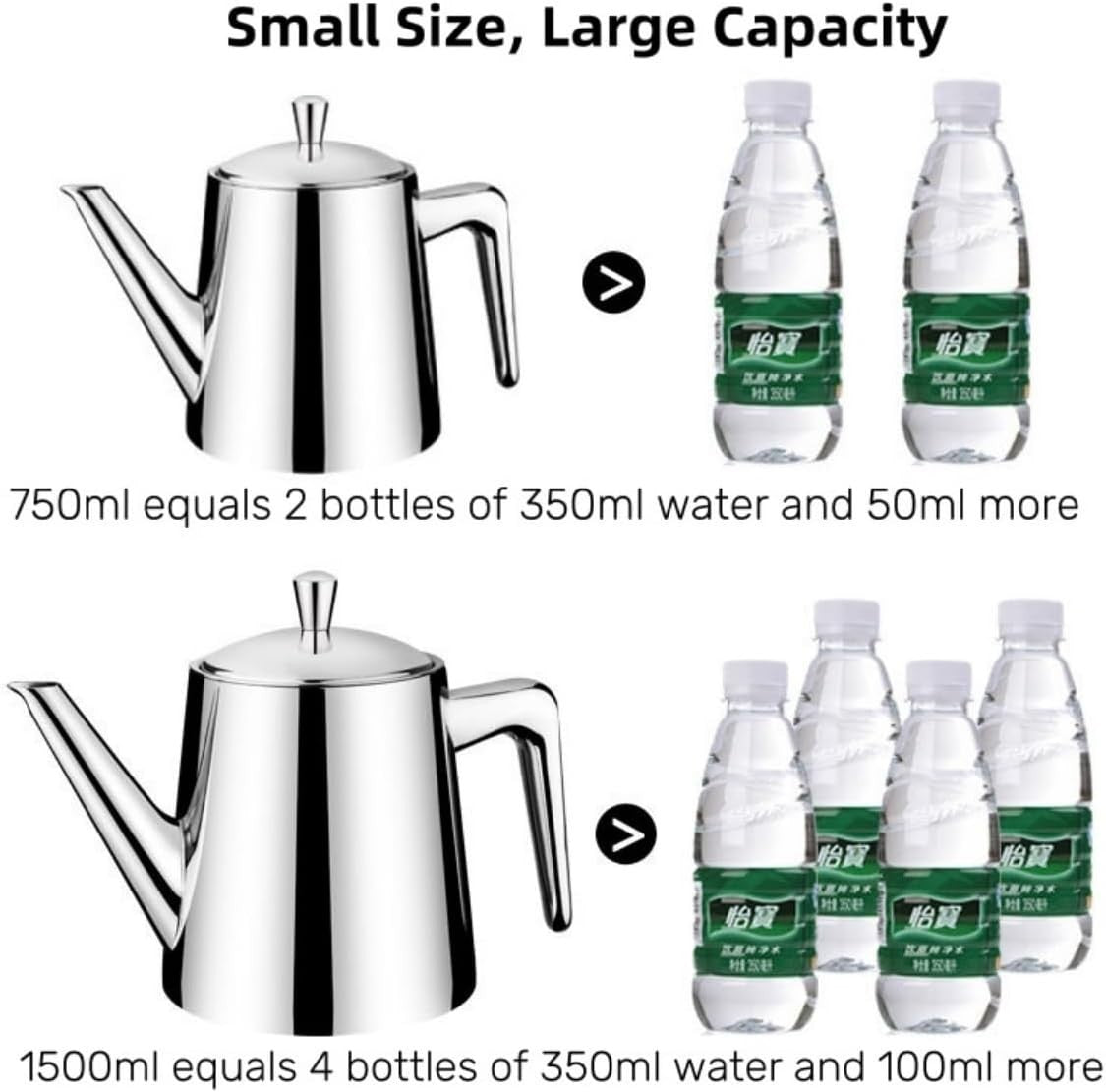 Stainless Steel Teapot 1.5L Tea Coffee Pot Removable Filter Induction