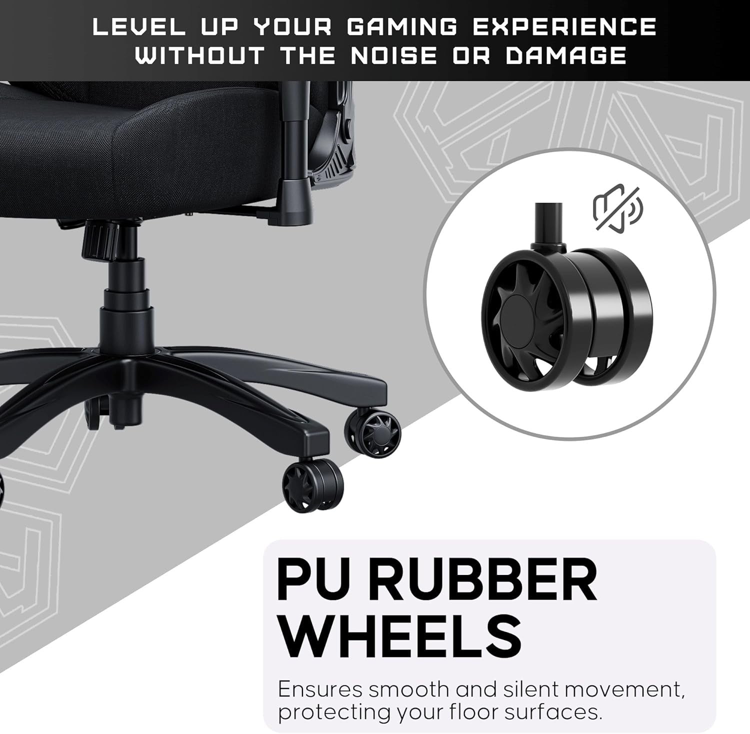 Large Fabric Gaming Chair Ergonomic Recliner Black