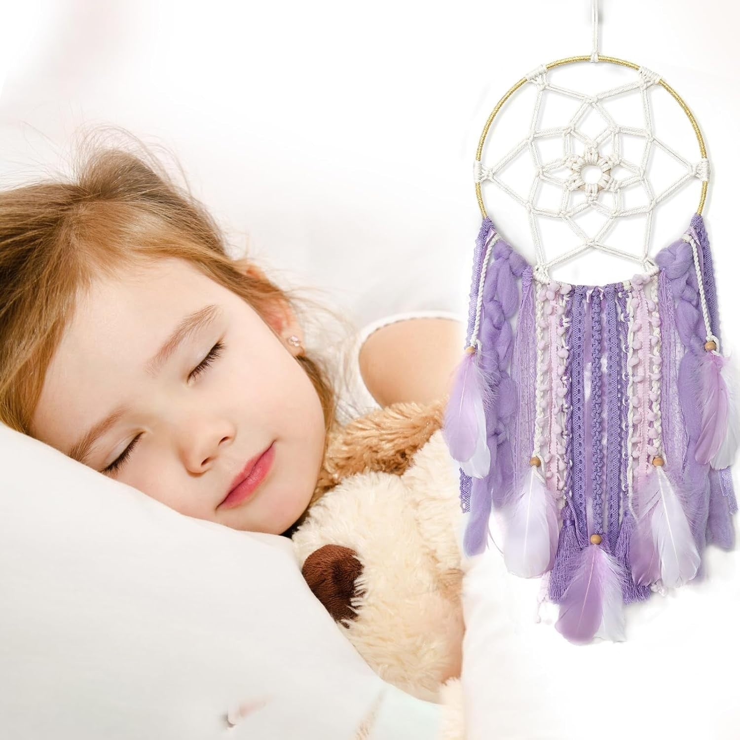 Boho Dream Catcher 64cm Woven Grey Feather Wall Hanging Decor