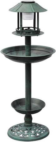 Solar Bird Bath Feeder with Light Outdoor Garden Fountain Water Feature Stand