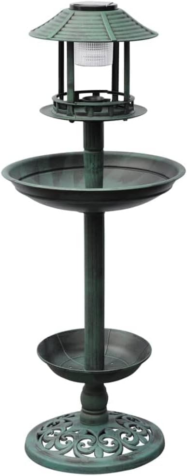 Solar Bird Bath Feeder with Light Outdoor Garden Fountain Water Feature Stand