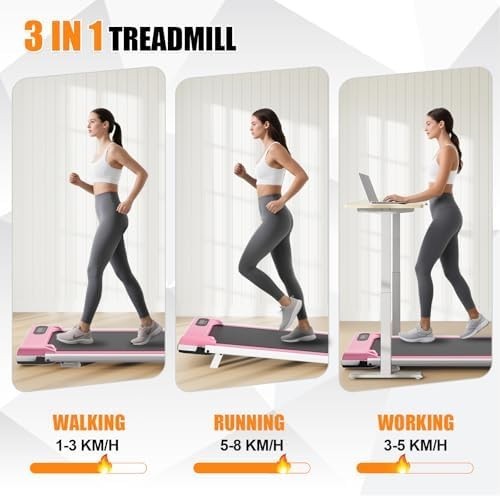 Foldable 7% Incline Walking Treadmill 2.5HP LED Home Gym Pink