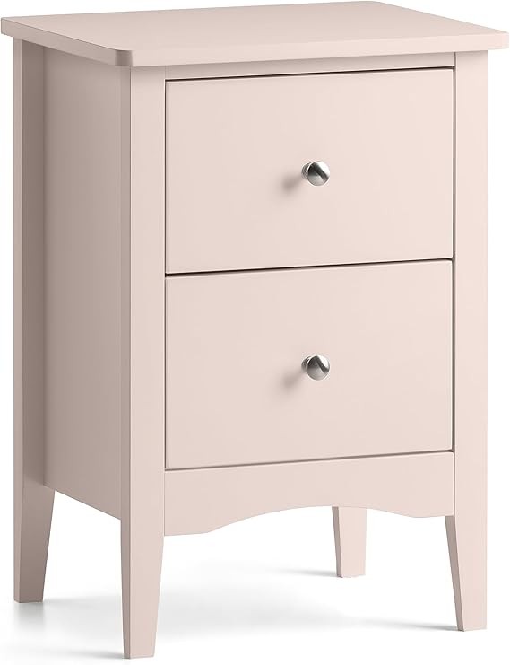 Pink 2 Drawer Bedside Table Modern MDF Nightstand | Smooth Glide Storage Unit