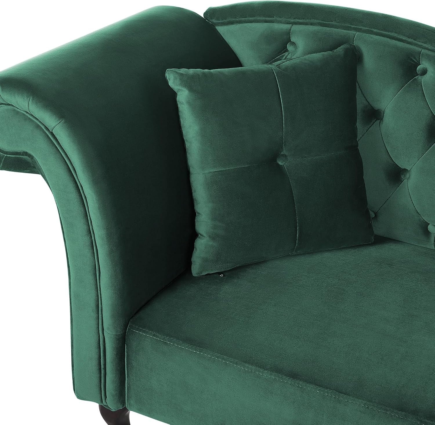Dark Green Velvet Chaise Lounge Left Hand Tufted Chesterfield Vintage Sofa