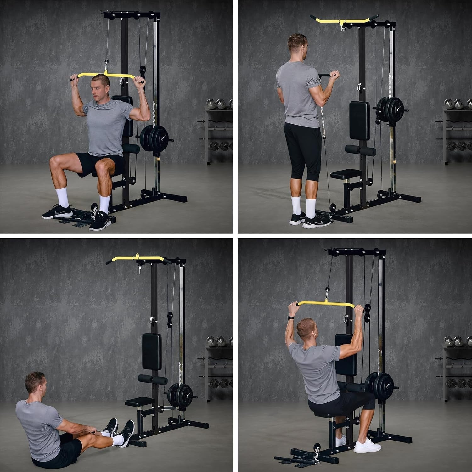 Ultrasport Lat Pull Tower Pulley Station Home Gym Cable Rack Black-Yellow