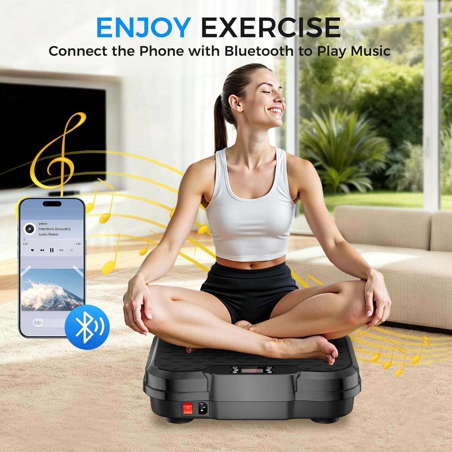 Black Vibration Plate Exercise Machine Lymphatic Drainage 250 Speeds 450lb