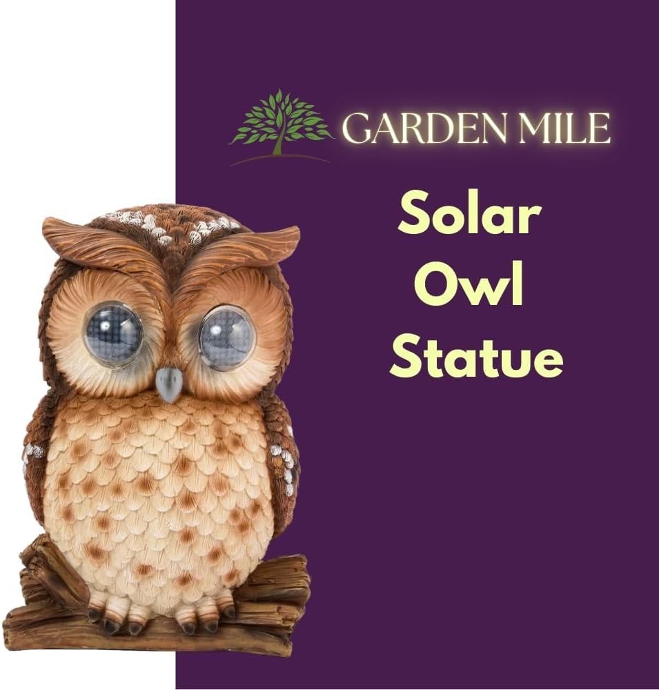 Large Solar Owl Garden Ornament • LED Light-Up Winking Eyes • Outdoor Decor