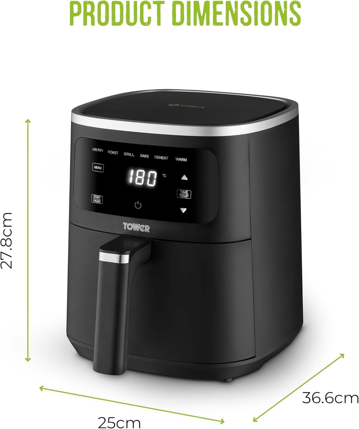 4L Digital Air Fryer 1300W | Rapid Heat Vortex Tech | Timer & Temp Control