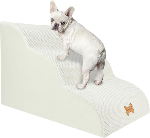 3-Step Dog Stairs Non-Slip Pet Ramp Small Dogs Cats Beige