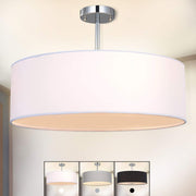 Modern White 3 Light Fabric Drum Ceiling Pendant Light 45.5cm