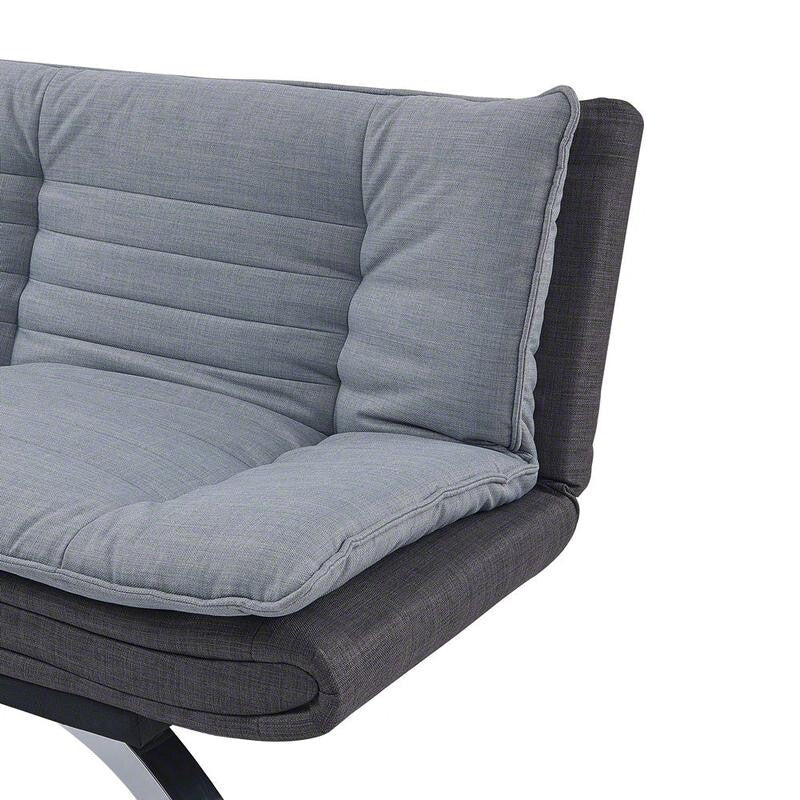 3 Seater Grey Sofa Bed Click Clack | Charcoal Contrast Fabric & Chrome Legs